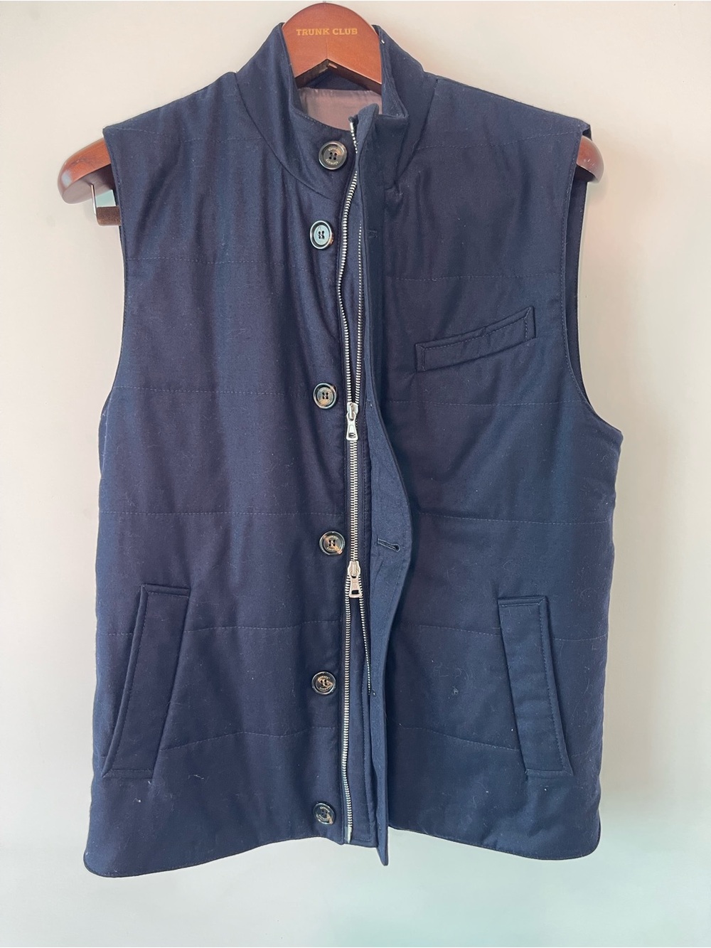 Eleventy First Class navy wool/silk vest